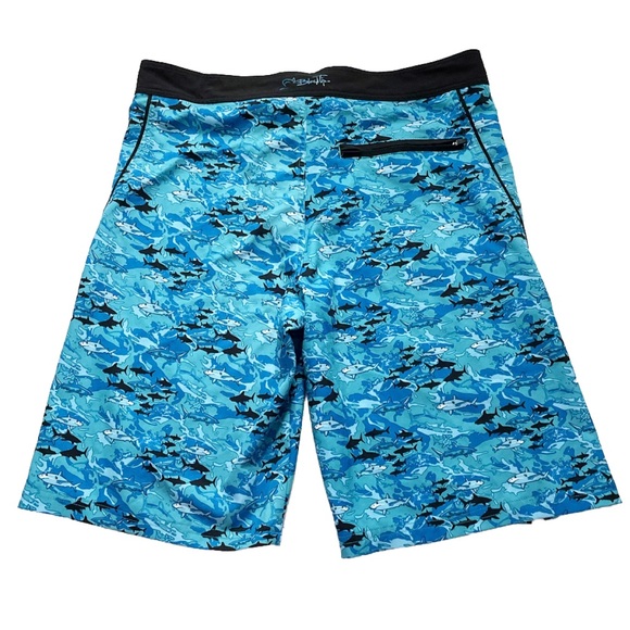 Blacktip Men's Offshore Board Shorts Blue Shark Reef 32 - Picture 3 of 6